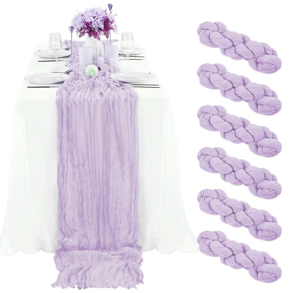 Juego de 6 caminos de mesa de gasa semitransparente para mesa de boda, despedida de soltera, decoración de mesa elegante, ligera y elegante, accesorios para eventos