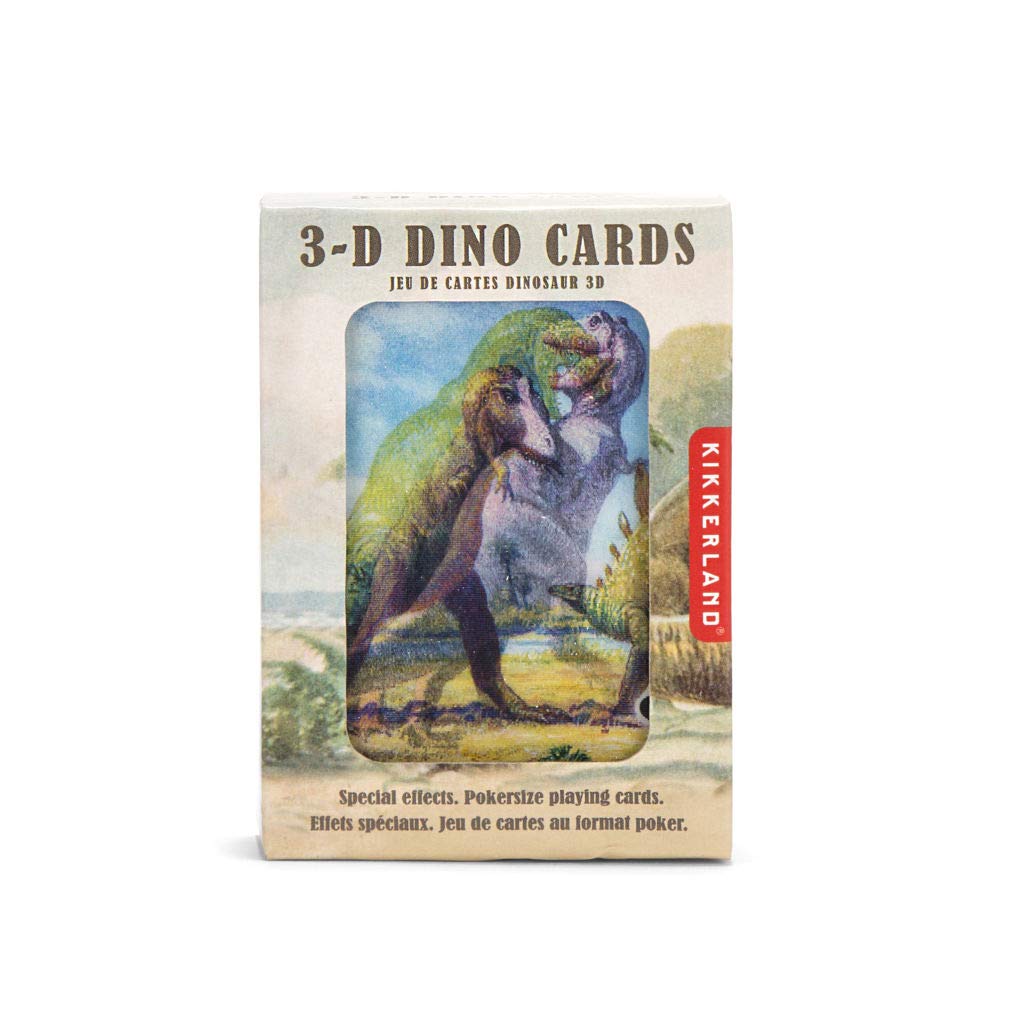 3-D Dinosaurs Collectable Playing Cards, Lenticular Playing Cards, Pterodactyl to T-Rex, Perfect for Patience, Poker, Bridge or Whist