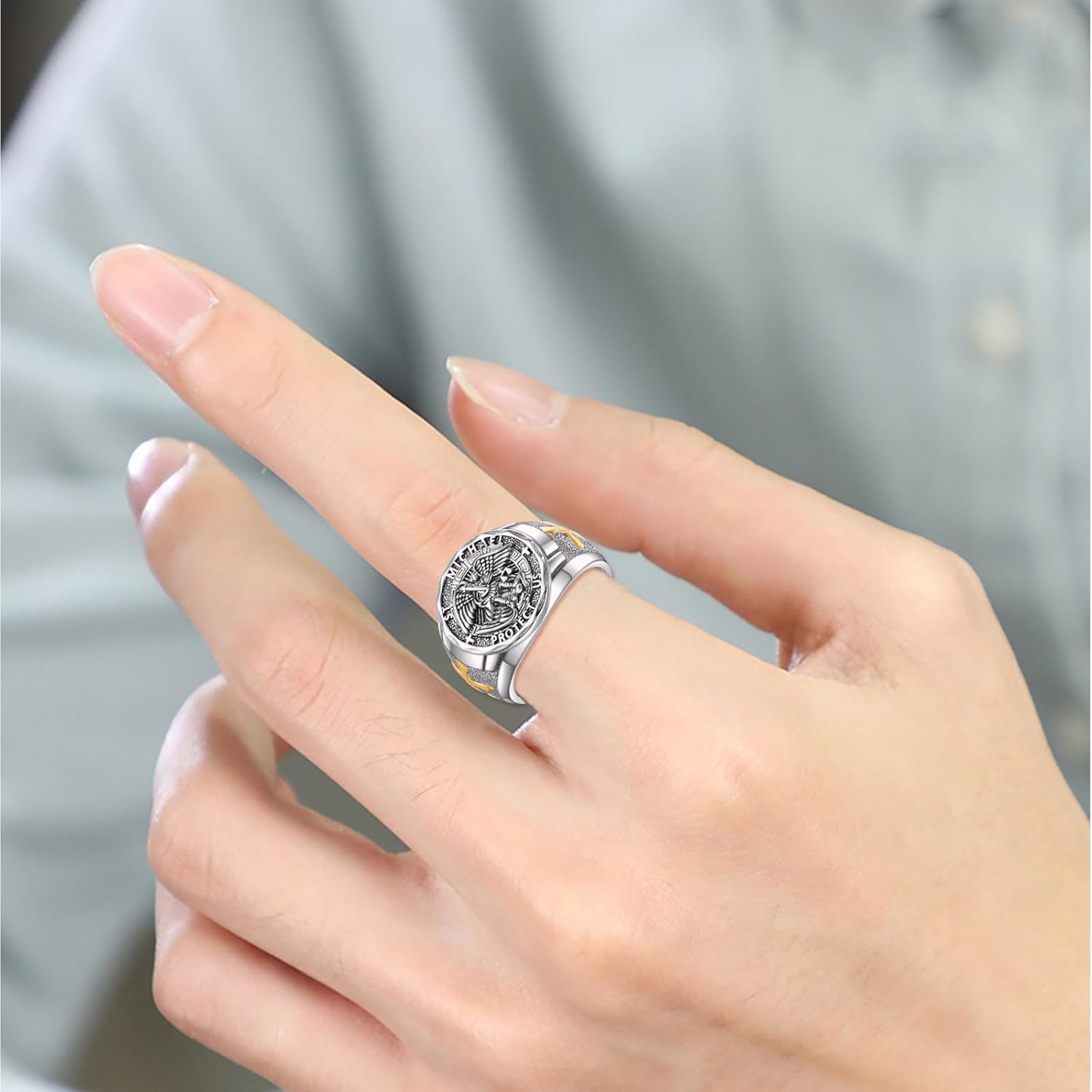 YFN Patron Saint Ring Sterling Silver Religious Protector Ring Jewelry Gifts for Women Men - Image 5