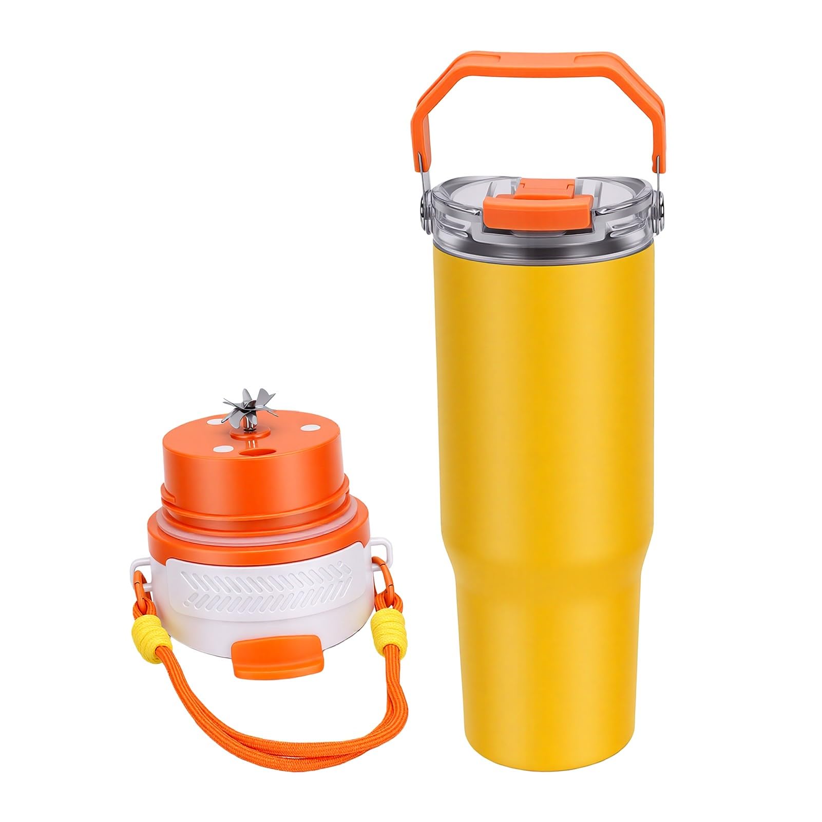 Karlak Edelstahl-Entsafter-Becher, Tragbarer USB-wiederaufladbarer Mixer für Smoothies, Shakes und Säfte, Outdoor-Reisen, 900 Ml