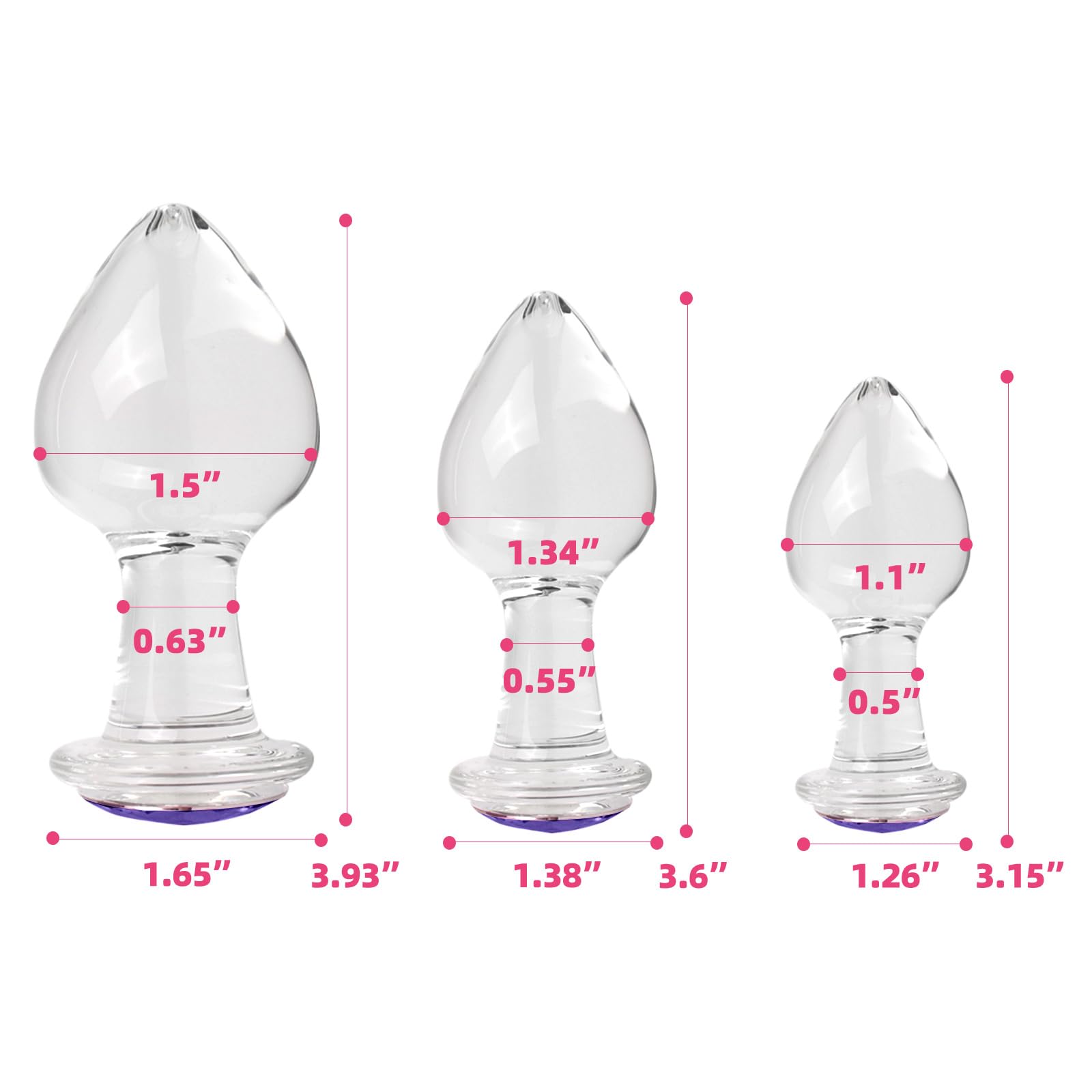 Crystal Glass Anal Plug with Luxury Jewelry Butt Plug Fetish Anus Stimulation Unisex Adult Anal Sex Toy (Purple, S): Purple S