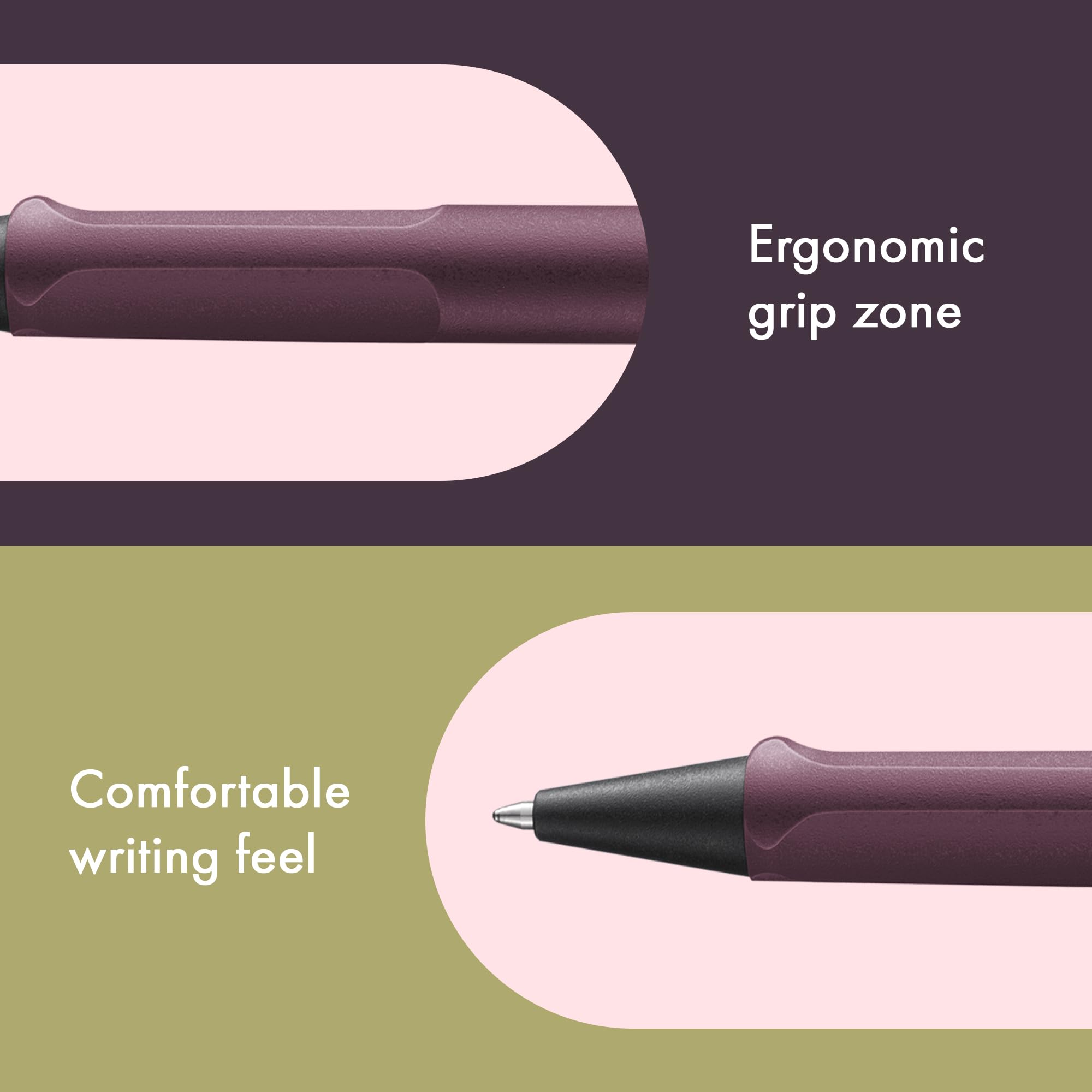 Lamy safari scarlet długopis – ponadczasowy, klasyczny długopis z ergonomicznym uchwytem i wytrzymałym tworzywem sztucznym ASA – w zestawie wkład o dużej pojemności M 16 o szerokości kreski M w