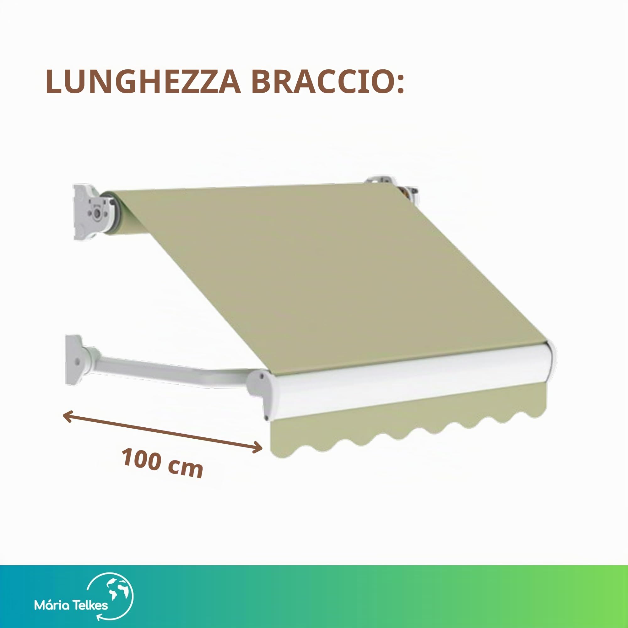 Set di bracci per tenda da sole bianco, punto dritto, 100 cm, bracci per parete, finestra, balcone, esterno, ricambio resistente, tenda in alluminio laccato ad alta durata (100 cm, bianco)