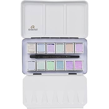 REMBRANDT レンブラント Water colour box 固形水彩絵具 12色セット ハーフパン12色 水彩画用筆 T0583-8612 新品 Amazon | Rembrandt ターレンス 固形水彩絵具 レンブラント透明