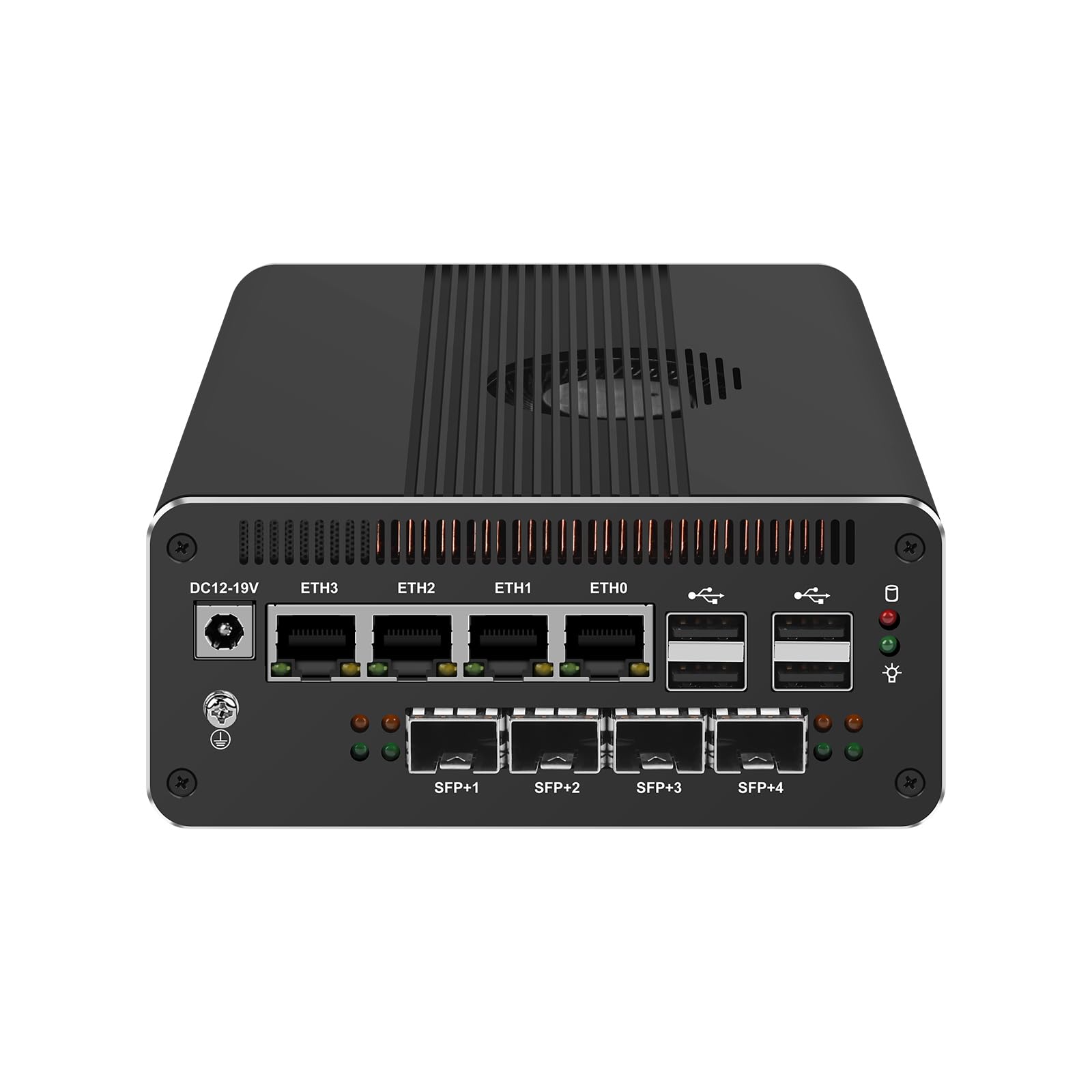 Micro Firewall Appliance 10GbE, Mini PC, PFSense, Mikrotik, OPNsense, VPN, Router PC, Ultra 7 Processor 155H, RJ69, 4 x 2.5GbE LAN, 4 x SFP+ X710, Type-C, 16G RAM, 512G SSD