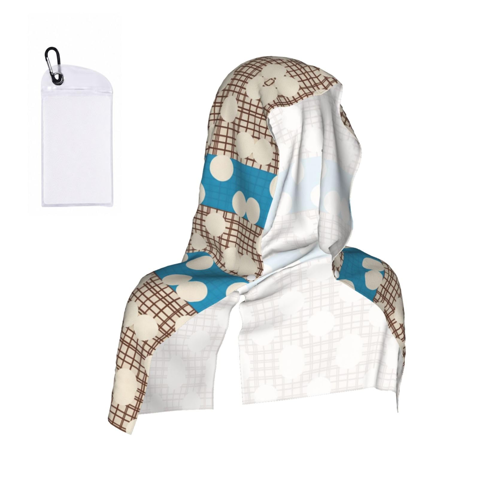 CNTDBU Dot Plaid Stripe Cooling Towel Hooded-Instant Chill Neck Cover for Sports, UV Cooling Rag for Running Gym