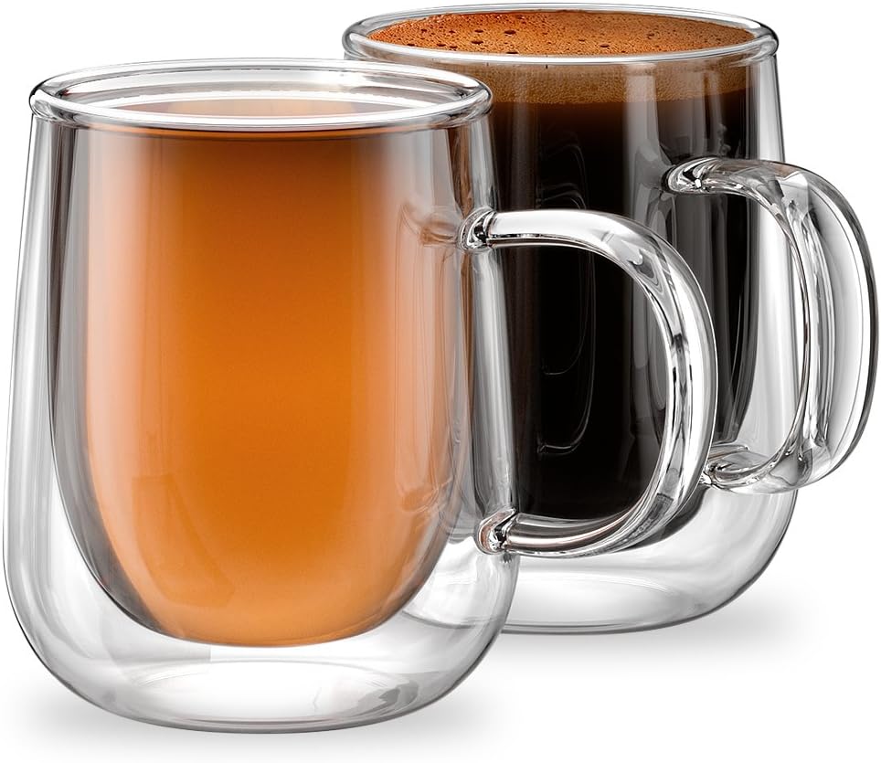 Nеw Arrіvаlѕ Stone & Mill Double Walled Glass Coffee Mugs (Set of 2) 9.4 oz, Venezia Collection, Insulated Mugs for Espresso, Latte, Cappuccino, Tea Double walled glass coffee mug, Gift Box AM-11 Nеw Arrіvаlѕ Stone & Mill Double Walled Glass Coffee Mugs (Set of 2) 9.4 oz, Venezia Collection, Insulated Mugs for Espresso, Latte, Cappuccino, Tea Double walled glass coffee mug, Gift Box AM-11