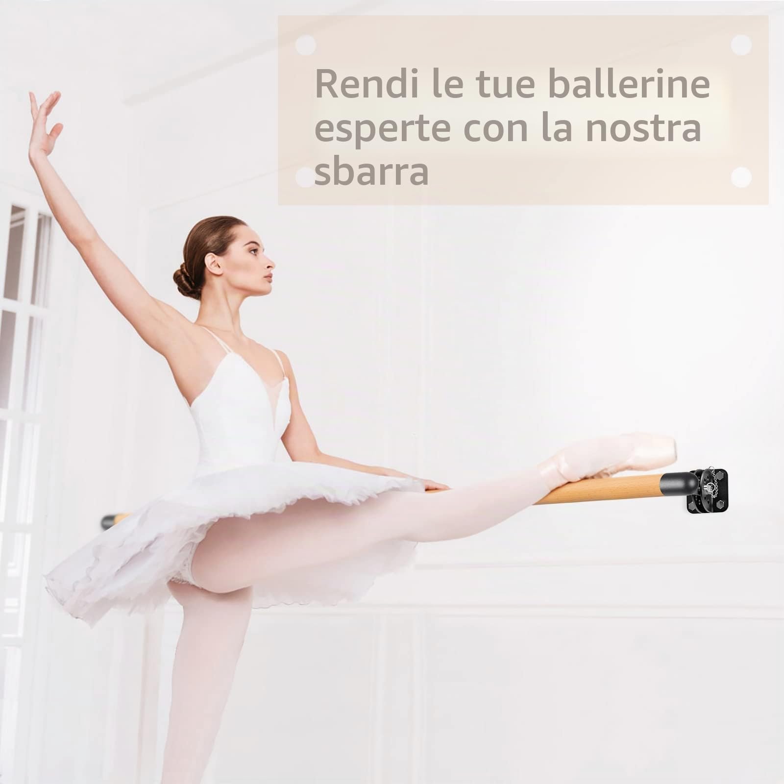 Dolibest 1M-3M Ballet Barre, Wall Mounted Wood Stretching Dance Bar for Home Barre Workout Equipment with Metal Support Bracket Holder for Kids And Adults, 4cm Diameter
