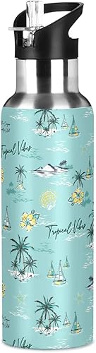 ZZKKO Botella de agua con pajilla, de acero inoxidable, con pajilla, botella de agua de cápsula de acero inoxidable, botella de ingesta diaria de