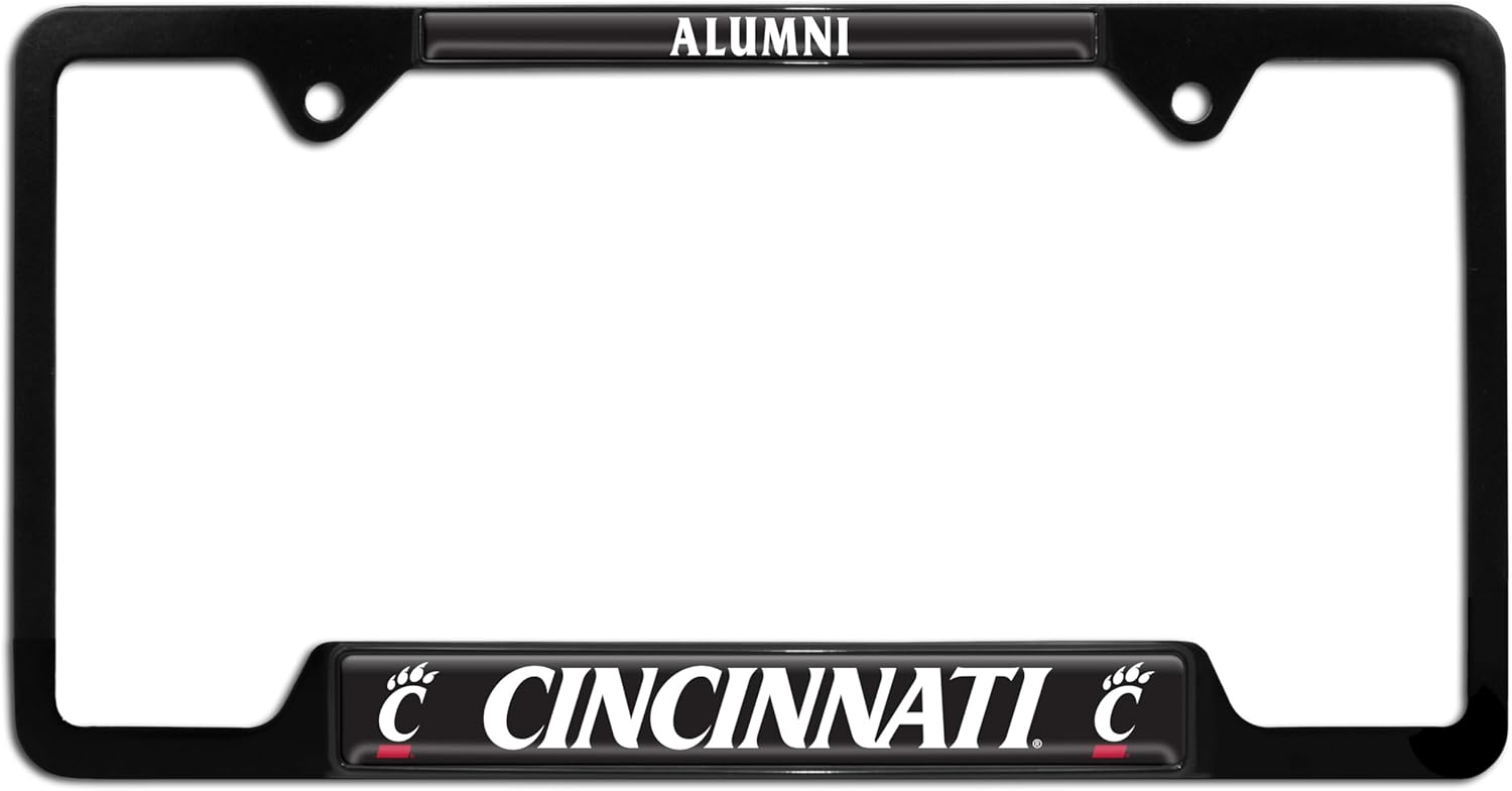 Elektroplate Officially Licensed - University of Cincinnati Bearcats Alumni Black All-Metal Open Corner License Plate Frame Tag Holder for Cars/SUVs/Trucks Weather-Proof Automotive Accessory