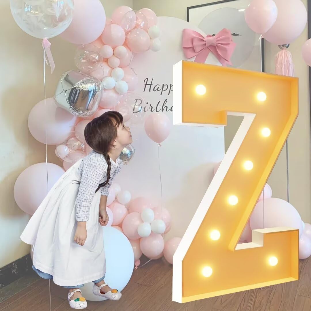 Letrero luminoso de marquesina de 120 cm, letra Z, gran luz LED decorativa, números de mosaico para globos para el día de San Valentín, cumpleaños, Navidad, Año Nuevo