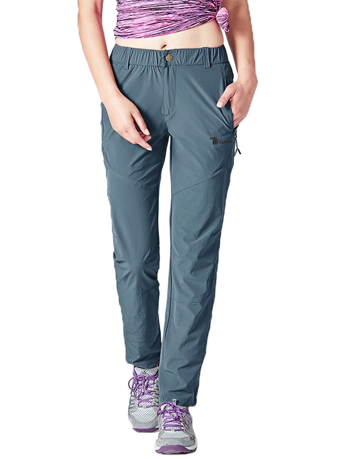 YSENTO Damen Wanderhose Outdoorhose Wasserdicht Schnelltrockend Stretch Trekkinghose Funktionshose mit Reißverschlusstaschen