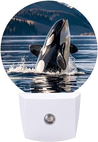 VIDI Orca Killer Whale Night Light Plug-in LED Night Light Smart Auto Dusk to Dawn Sensor Nightlights Plug Into Wall Energy Efficient Nightlight for Bedroom,Bathroom,Kitchen,Stairs,Hallway