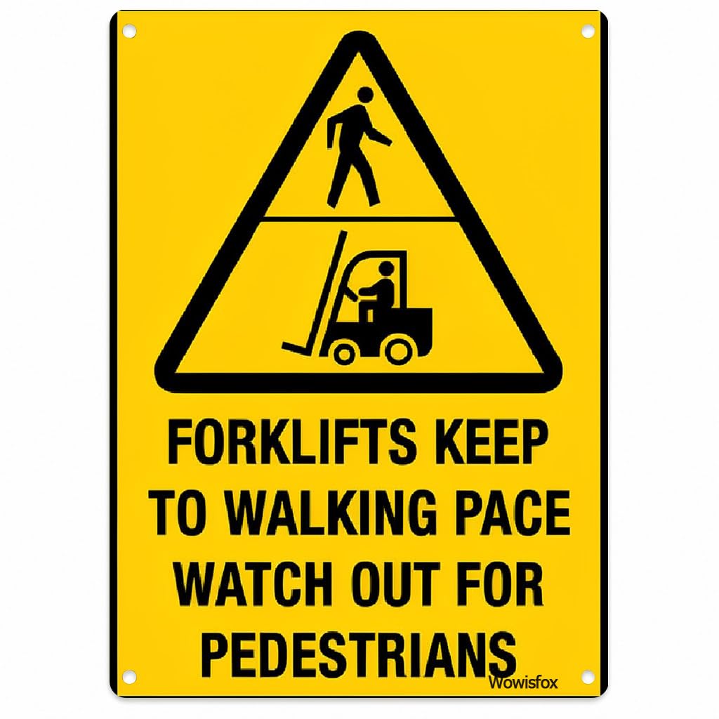 Forklift Pedestrian Walking Pace Warning Sign, 8 x 12 Inch Aluminum