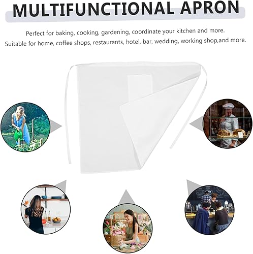 Miniatura 7 de CALLARON Delantal de camarera de algodón, delantales de algodón unisex, delantales blancos de algodón para hombres y mujeres, delantales de cocina