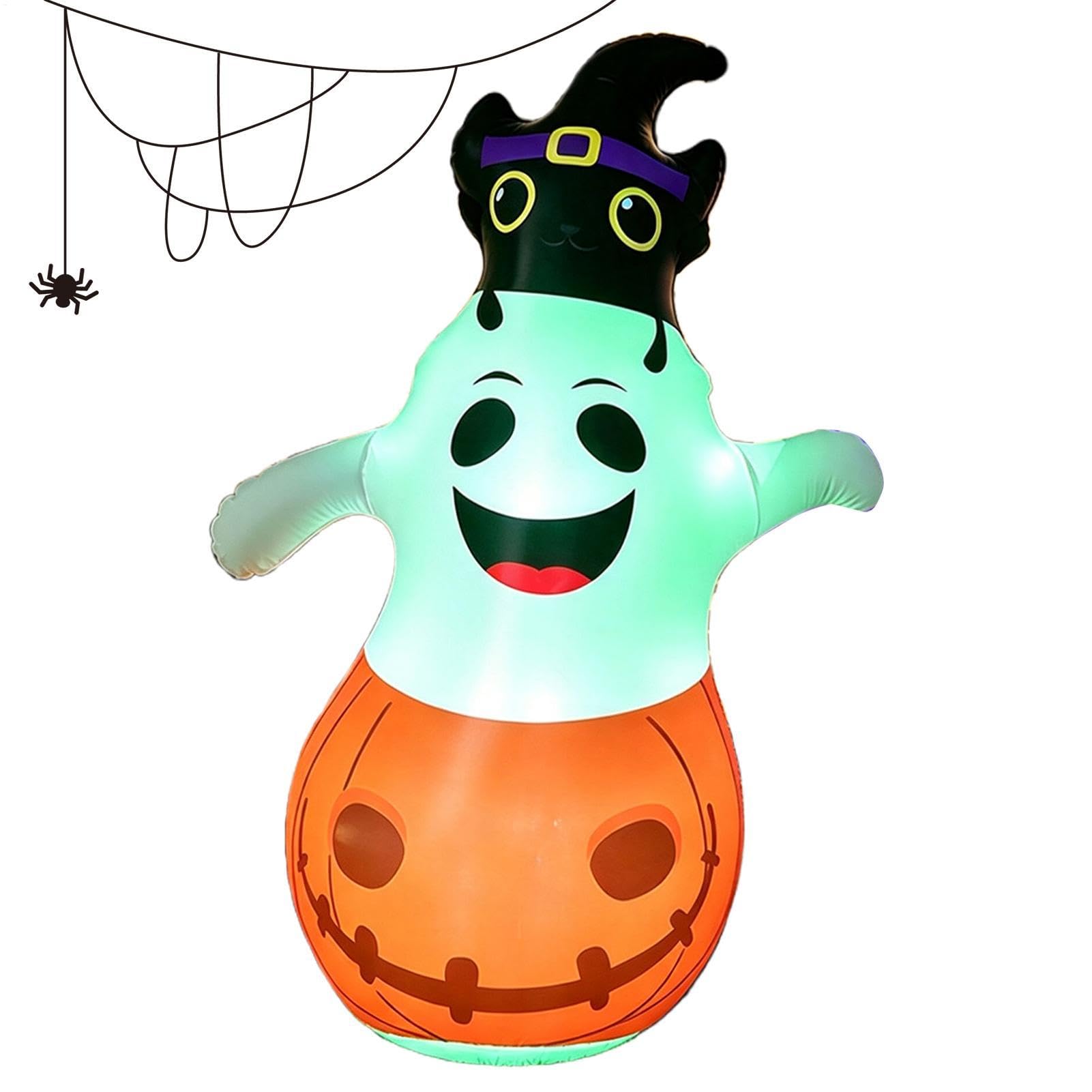 Hinchables de Halloween Hinchables Tumbler de Calabaza y Fantasma para | Decoración de Jardín para Halloween con Luces y Mando a Distancia Para Balcón Puerta Jardín Festivo