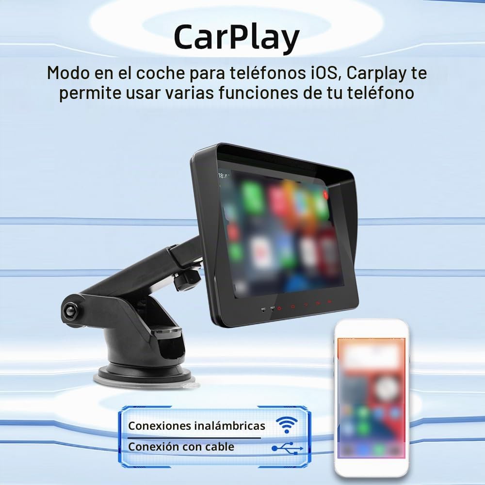 Reproductor de MP5 estéreo para automóvil de 7 Pulgadas BT Llamadas Manos Libres Soporte de Radio FM Carplay Android Auto Phone Link Reversing Assist Dual USB