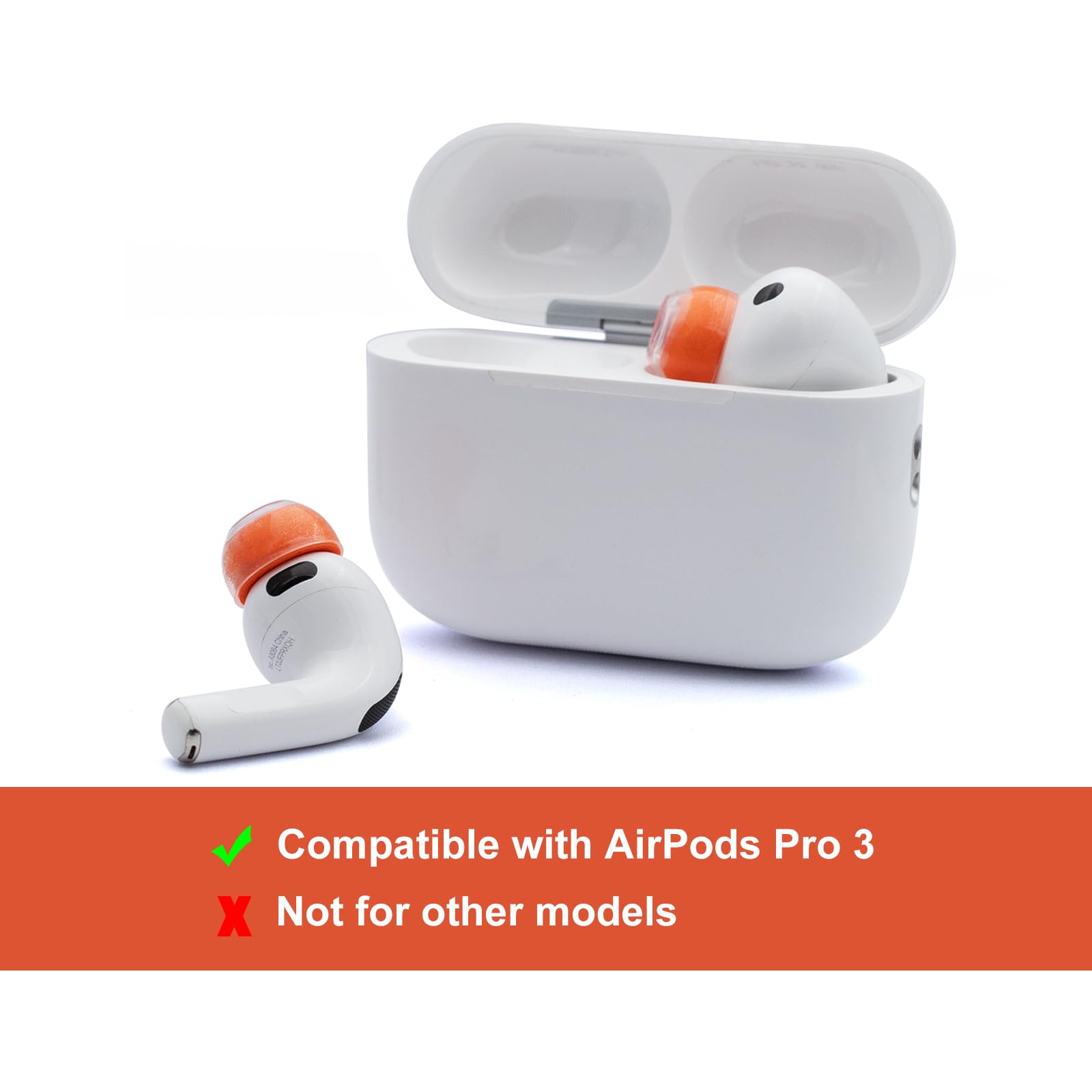 Klowcok Almohadillas de repuesto para AirPods Pro 3 (3ª generación 2025), puntas de espuma viscoelástica con silicona suave de alta calidad, almohadillas antideslizantes, 3 pares (S/M/L) (naranja)