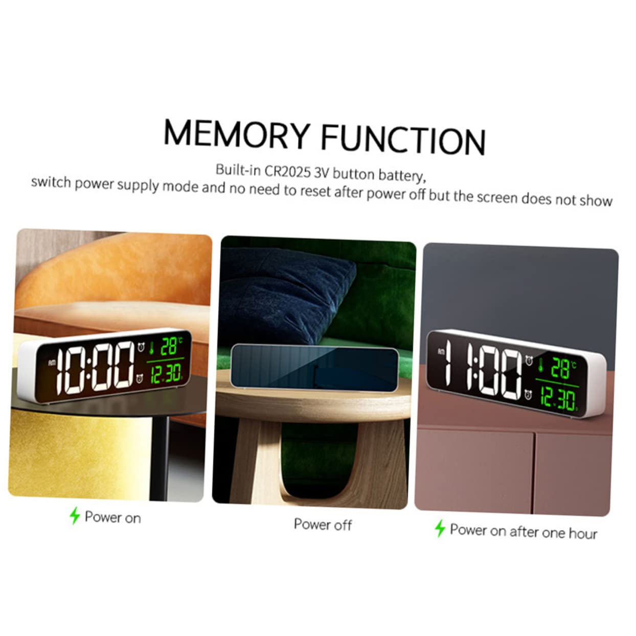 Ipetboom Reloj Despertador Digital LED Blanco Fecha y Temperatura