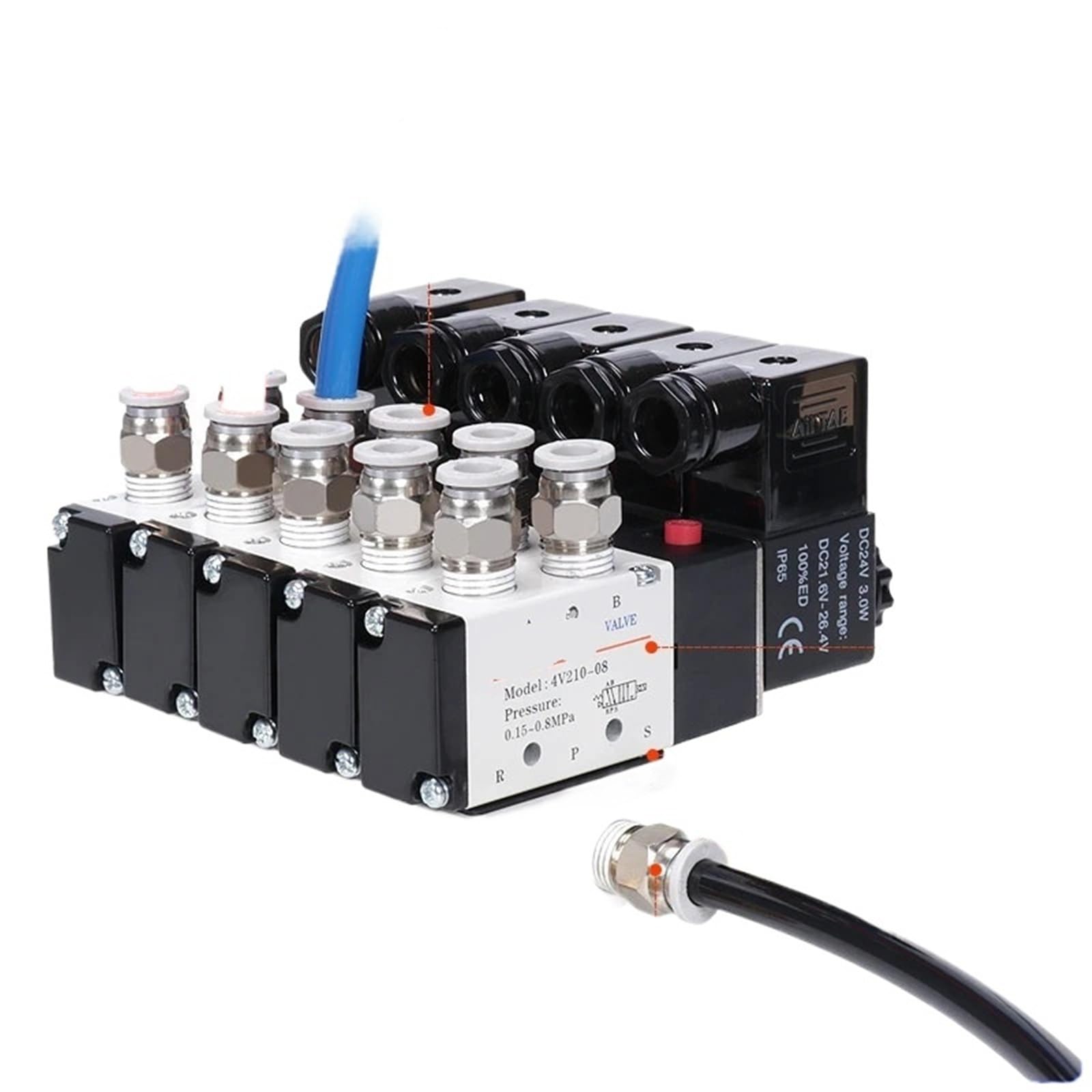 Électrovanne 4V210-08 pneumatique 5 ports 2 positions distributeur AC110V 10mm
