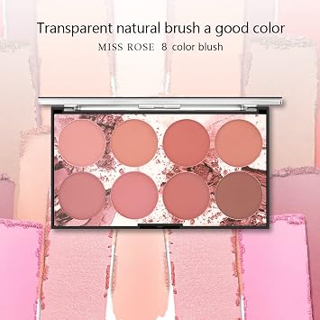 8 Colors Blush Palette, Matte Mineral Blush Powder Bright Shimmer Face Blush,Contour and Highlight Blush Palette,Professional Facial Beauty Cosmetic Makeup