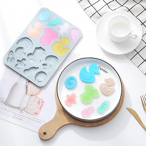 Miniatura 4 de 2 moldes de silicona para fiesta de baby shower, overol de pato para bebé, chupete, biberón de alimentación, molde de silicona para fondant para