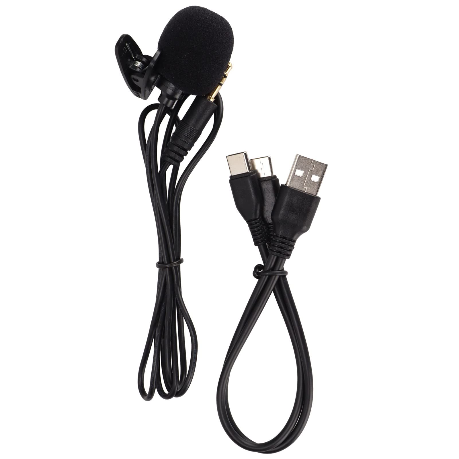 MCL-02 Bezprzewodowy Zestaw Mikrofonów Lavalier, Kardioidalny Mikrofon Klapowy ze Statywem, Dookólny Mikrofon do Nagrywania, Bezprzewodowy System Mikrofonów Lavalier 2,4G do Smartfonów, Kamer