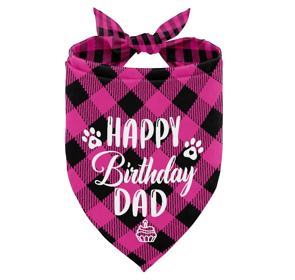 Dog Bandana, Happy Birthday Dad Dog Bandana, Dog Scarf Classical Plaid Printing, Dog Scarf Accessories, Dog Bandana Pet Scarf, Pet Scarf Accessories, Dog Bandana Gift for Dad Birthday Party (K28)