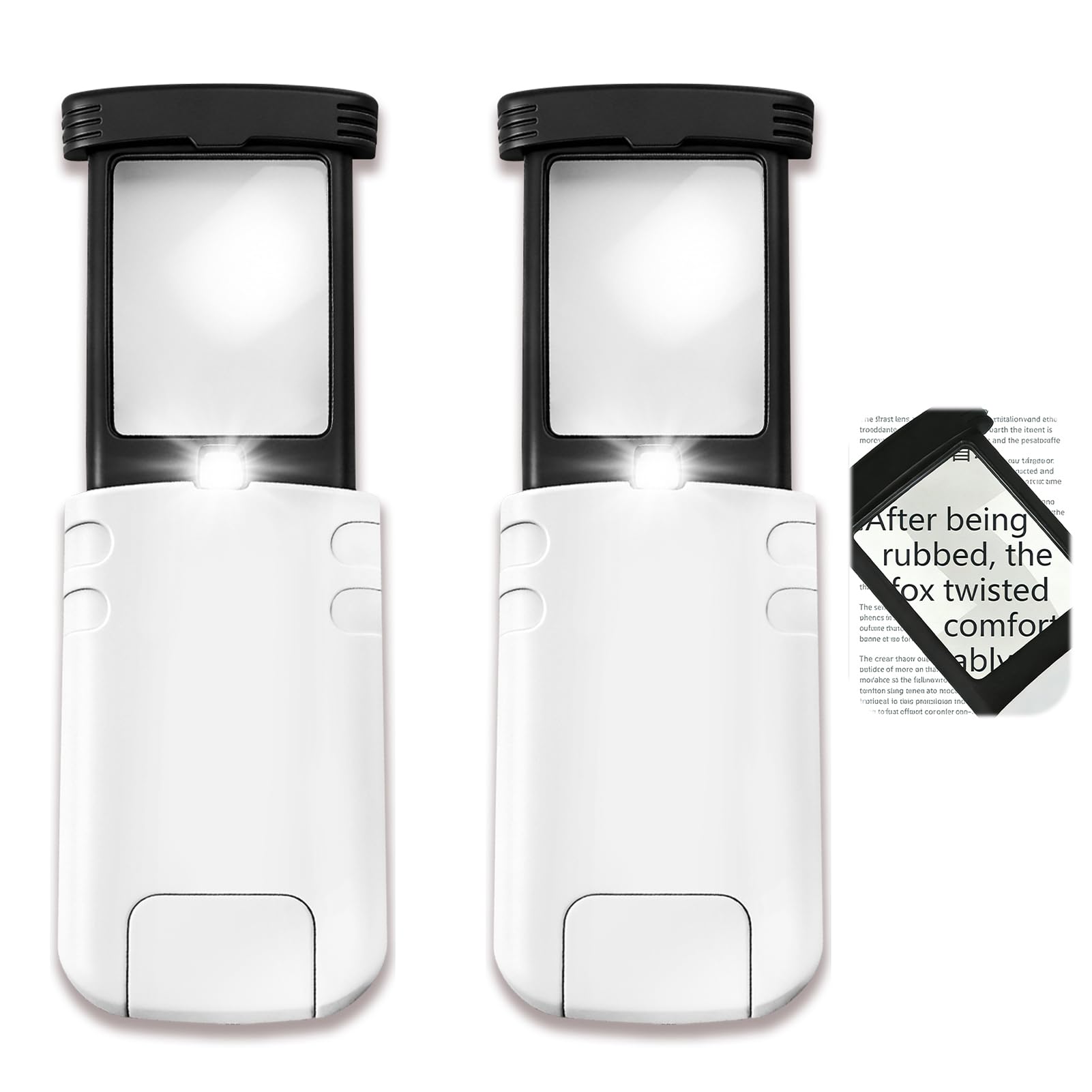 2Pcs Pocket Magnifying Glass with Light, 4X Handheld Magnifier