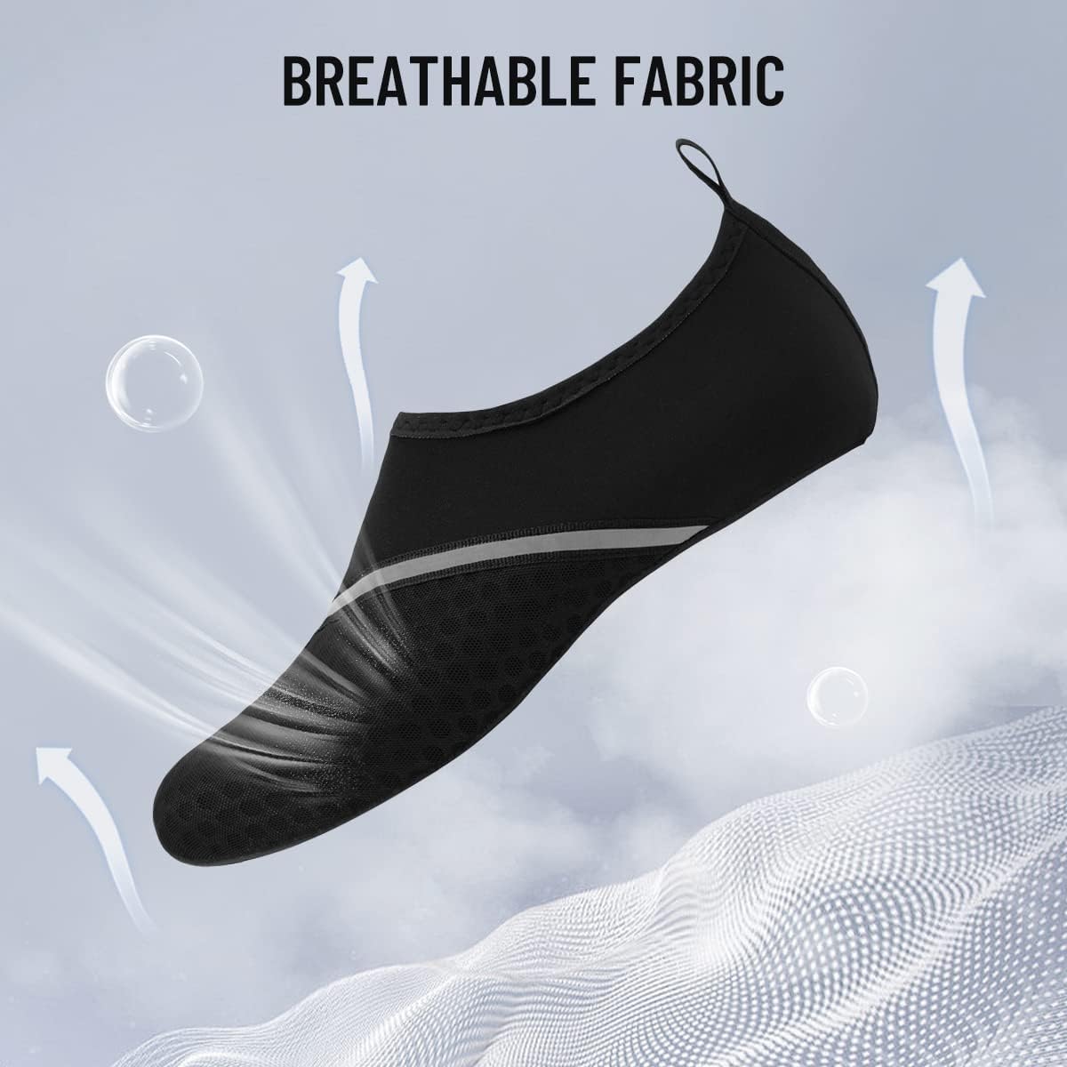 Mens Womens Water Shoes Barefoot Beach Pool Shoes Quick-Dry Aqua Yoga Socks for Surf Swim Water Sport 5.5-6.5 Women/5-5.5 Men Black/Black