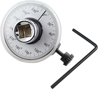 TAODAN 360 Degree Adjustable Drive Torque Gauge Wrench Set 1/2inch Torque Angle Gauge Tool with Wrench Silver Steel Professional Measuring Tool for Specifying Torque and Angle Setting Fastener