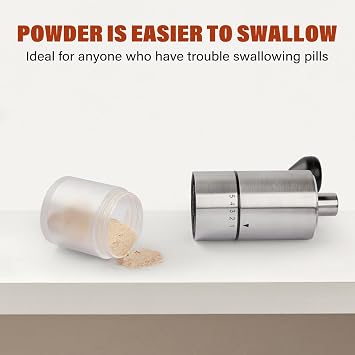 Manual Pill Crusher Fine Powder, Effortlessly and Efficiently Grind Multiple Pills into Fine Powder, Ideal for Seniors, Adults, and Pets - Stainless Steel