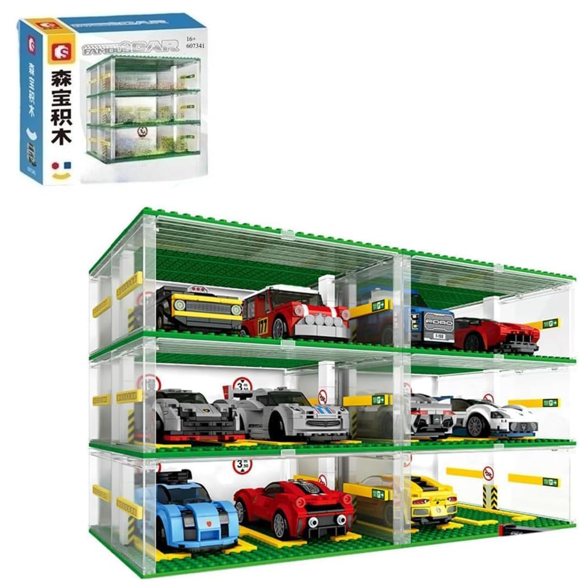 Garage pour Voitures Speed Champions, Vitrine à 3 Couches, Jeu de Construction Modulable avec Voitures de Sport - Ensemble Créatif 16+ Ans