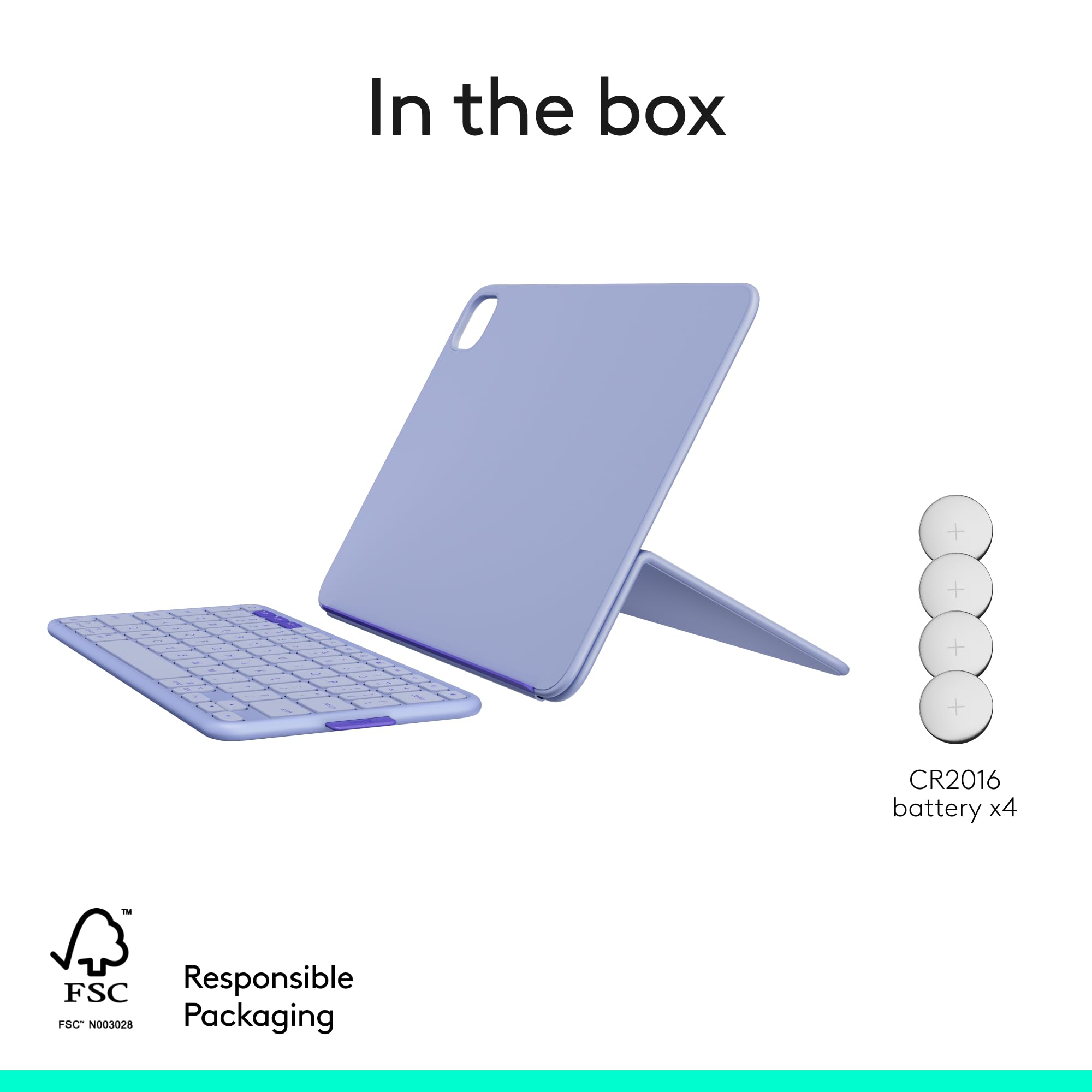 Logitech Flip Folio, Keyboard Case for iPad Pro 11-inch (M4 & M5) & iPad Air 11-inch (M2 & M3)(5th Gen - 2024) - Protective & Stowable Bluetooth Keyboard Case, Multi-Device - Lilac