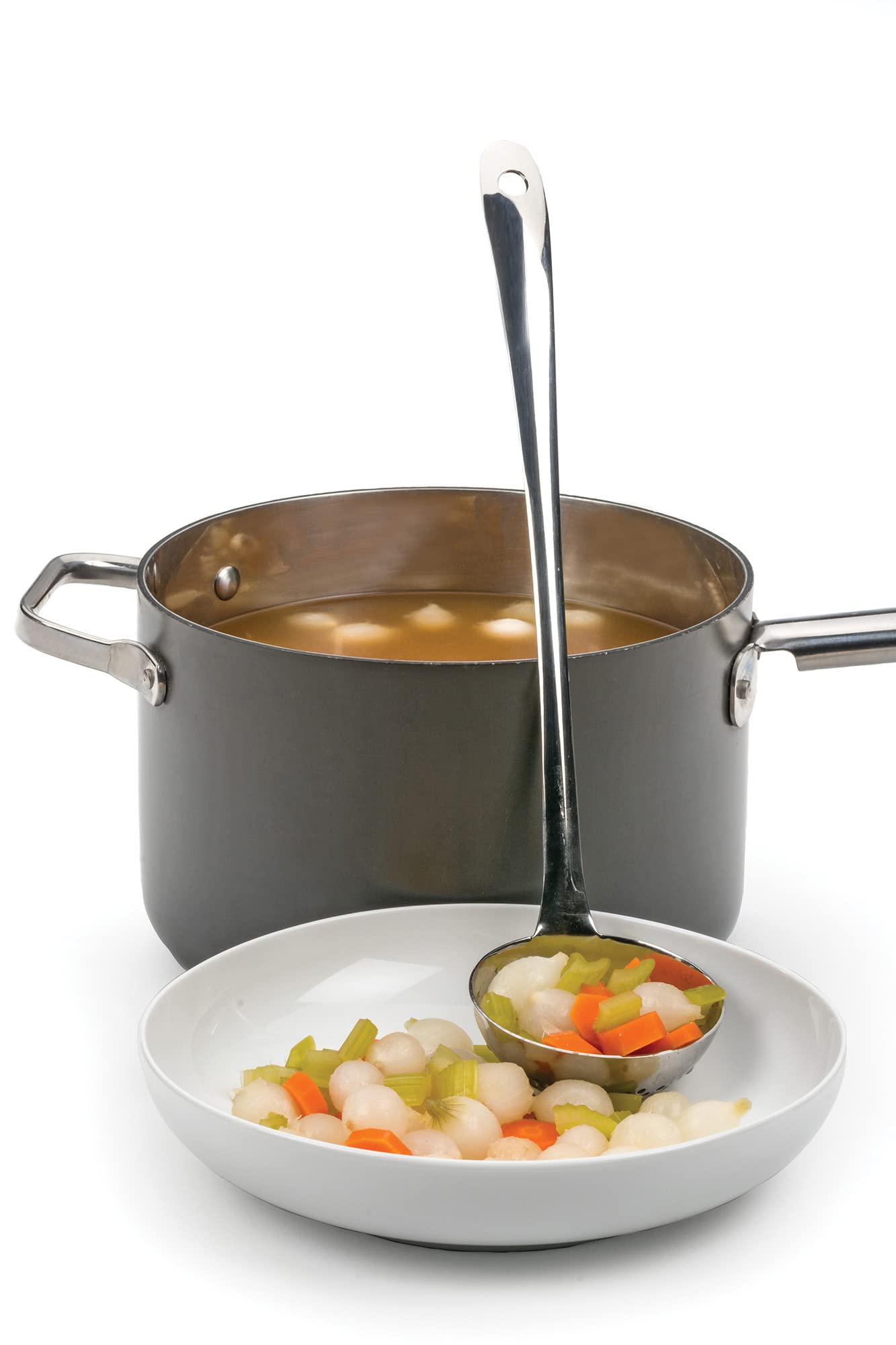 RSVP International Endurance Kitchen Collection Outils de filtrage percés Louche en acier inoxydable 18/8