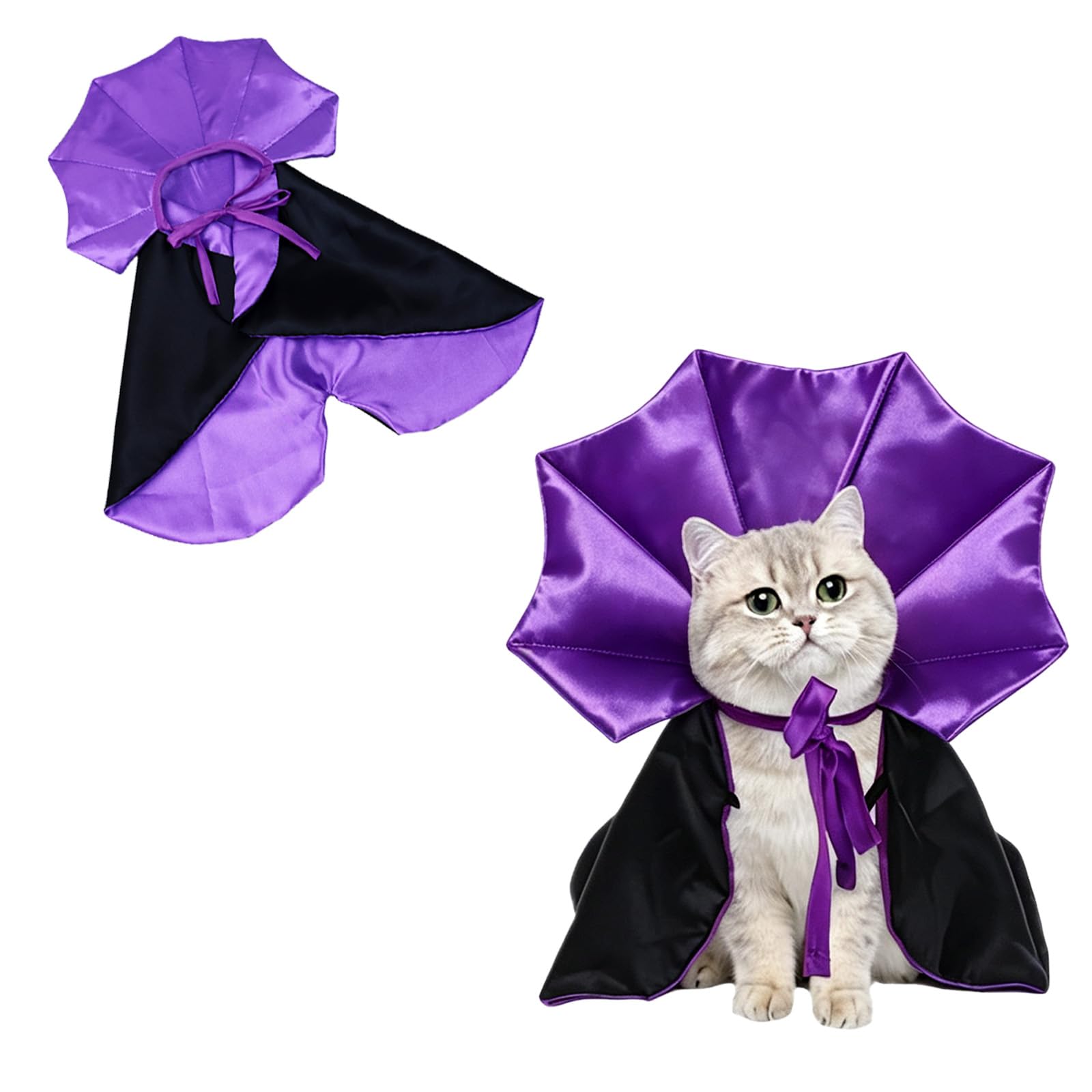 sitengjun Halloween Pet Vampire Cape,Pet Vampire Cape（Purple-black）