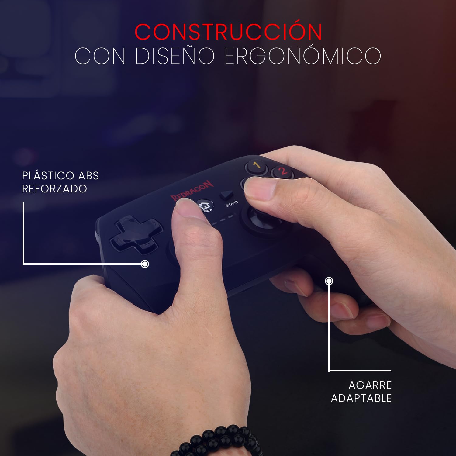 Redragon G808 Harrow Mando Inalámbrico para PC/PS3 con batería Interna, Gamepad Wireless Controlador Controller Joystick con Vibración Compatible con Xinput/Dinput