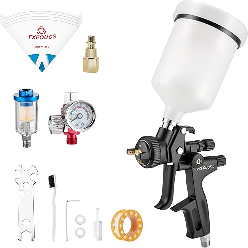 Vista 14 de HVLP Pistola pulverizadora con boquilla de 0.051 in, pistola de pintura para automóvil, kit de herramientas premium perfecto para una amplia gama