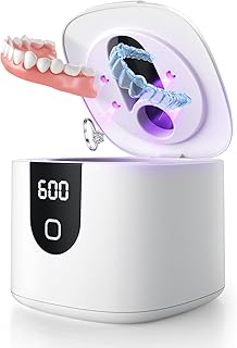 2025 Enhanced Ultrasonic Retainer Cleaner, 2X Efficiency, 45kHz Dentures Cleaner Machine with UV Lights&4 Clean Modes, Dental Cleaning Pod for Aligner, Nightguard, Mouth Guards, Jewelry, Rings, etc