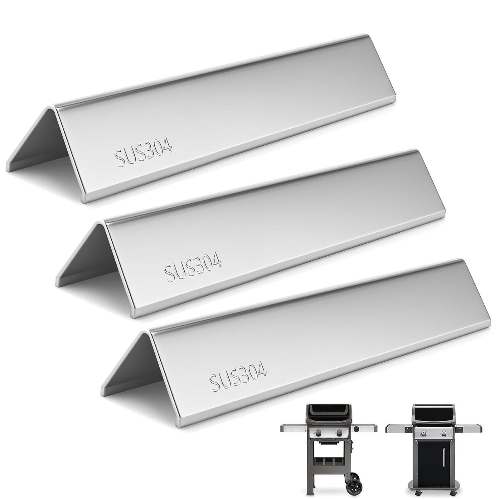 7635 15.3 Inch SUS304 Flavorizer Bars for Weber Spirit I & II 200 Series - E210, S210, E220, S220 with Front Control Knobs, Flavor Bars for Weber GS4 Spirit Grill Replacement Parts 7635 67045