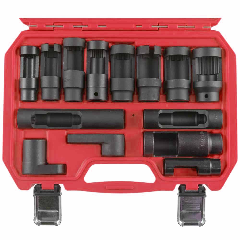 Juego de vasos para inyectores diesel y sensores lambda, 14 piezas