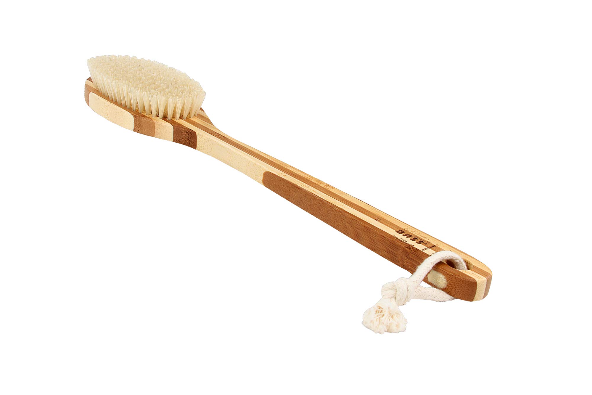Bass Brushes | Esthetician Grade Bath & Body Brush | 100% Natural Bristle FIRM | Pure Bamboo Handle | Oval Style | Striped Finish | Model 81 - SB