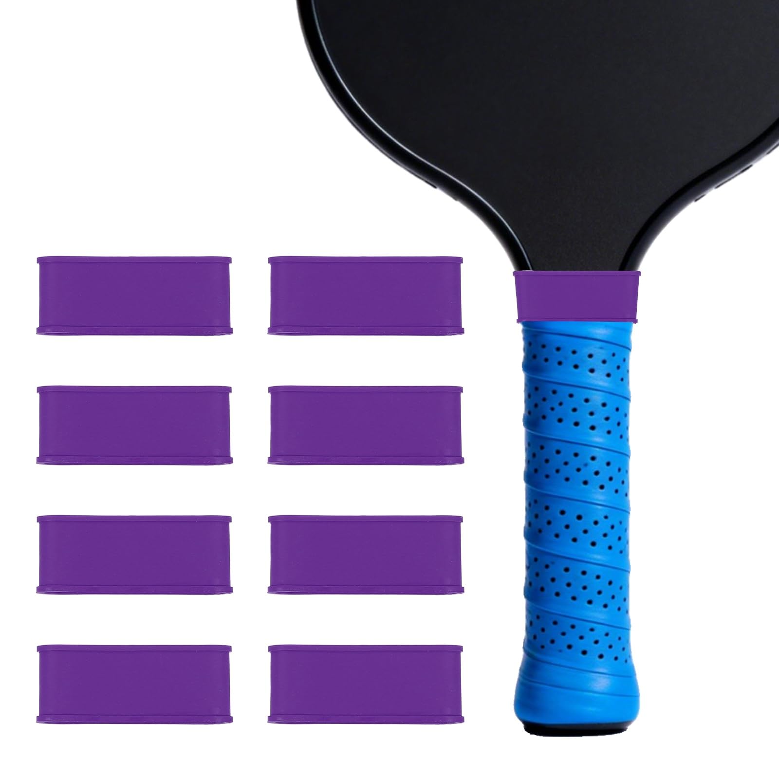 YELARXI Pickleball Paddle Grip Bands, Tennis Racket Grip Tape Grips Bands Handle Silicone Rings for Sports Rackets 16 Pack & Purple-Fitting for (Pickleball/Tennis/Squash/Badminton)