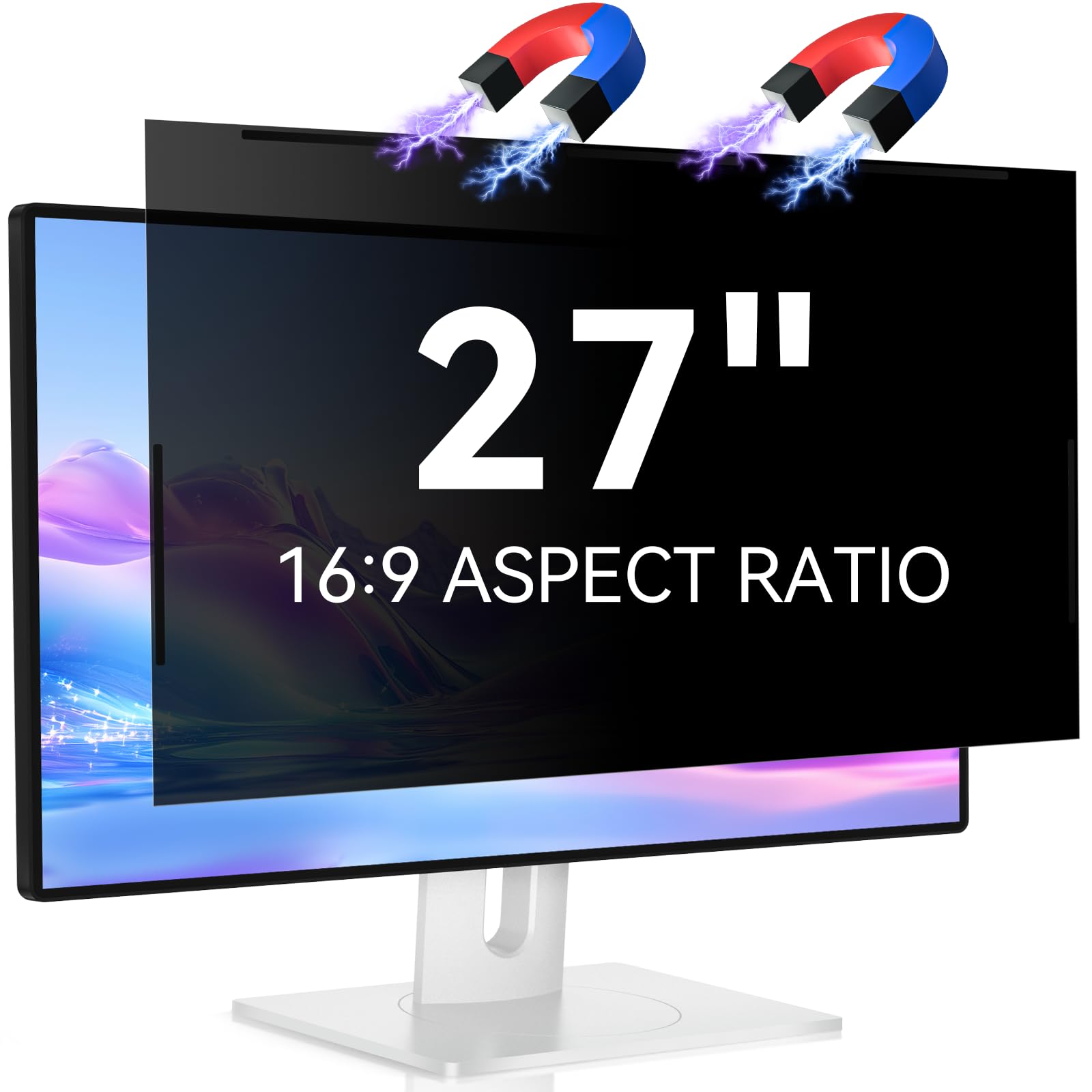 IPROKKO Filtro magnetico per la privacy da 27 pollici per monitor 16:9, rimovibile, anti-luce blu, antiriflesso, protezione schermo per schermo per Dell Acer Lenovo Asus da 27 pollici
