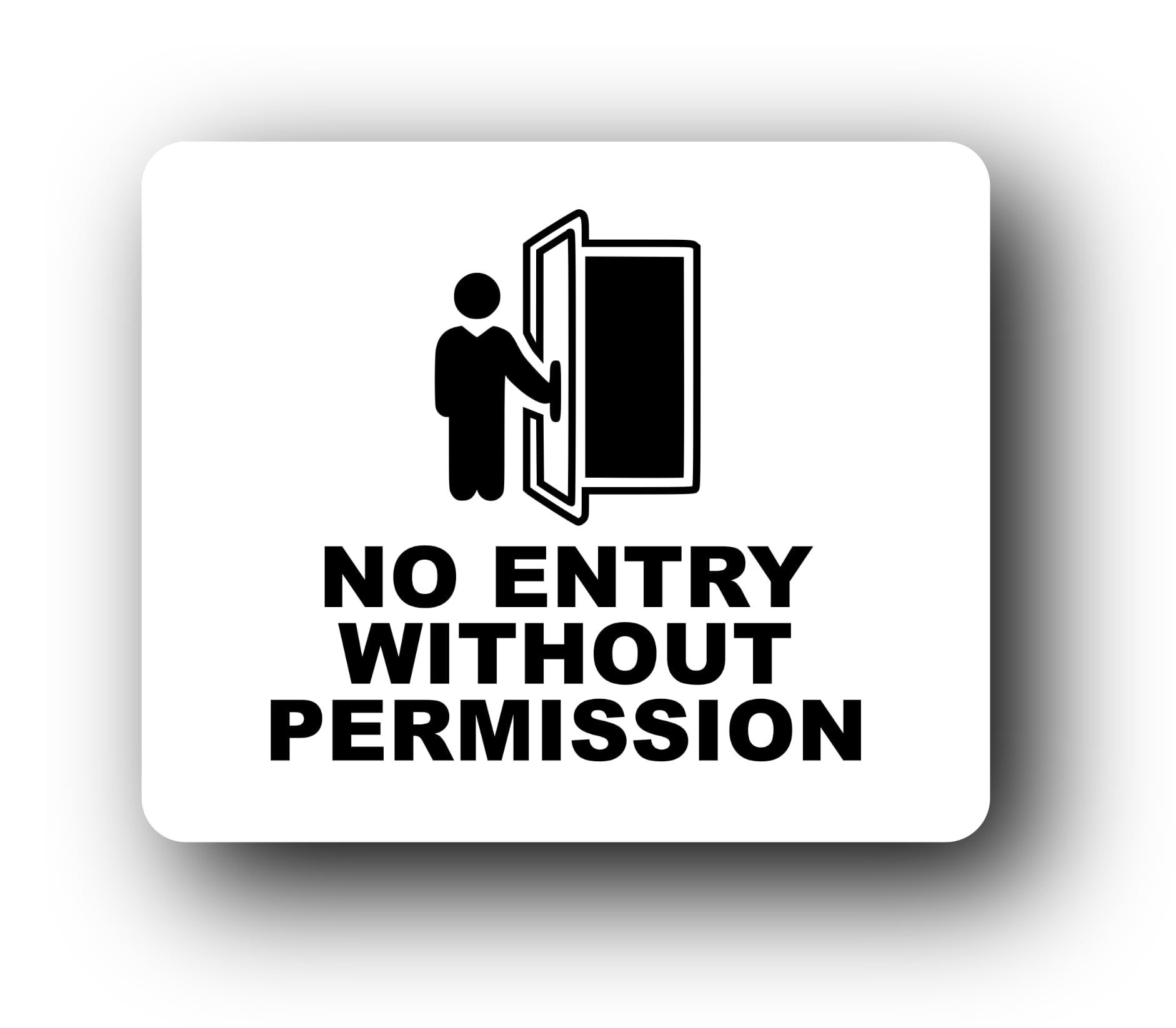 No Entry Without Permission Only Sign – 11x9.5cm Brushed Aluminium, Weatherproof, Self-Adhesive