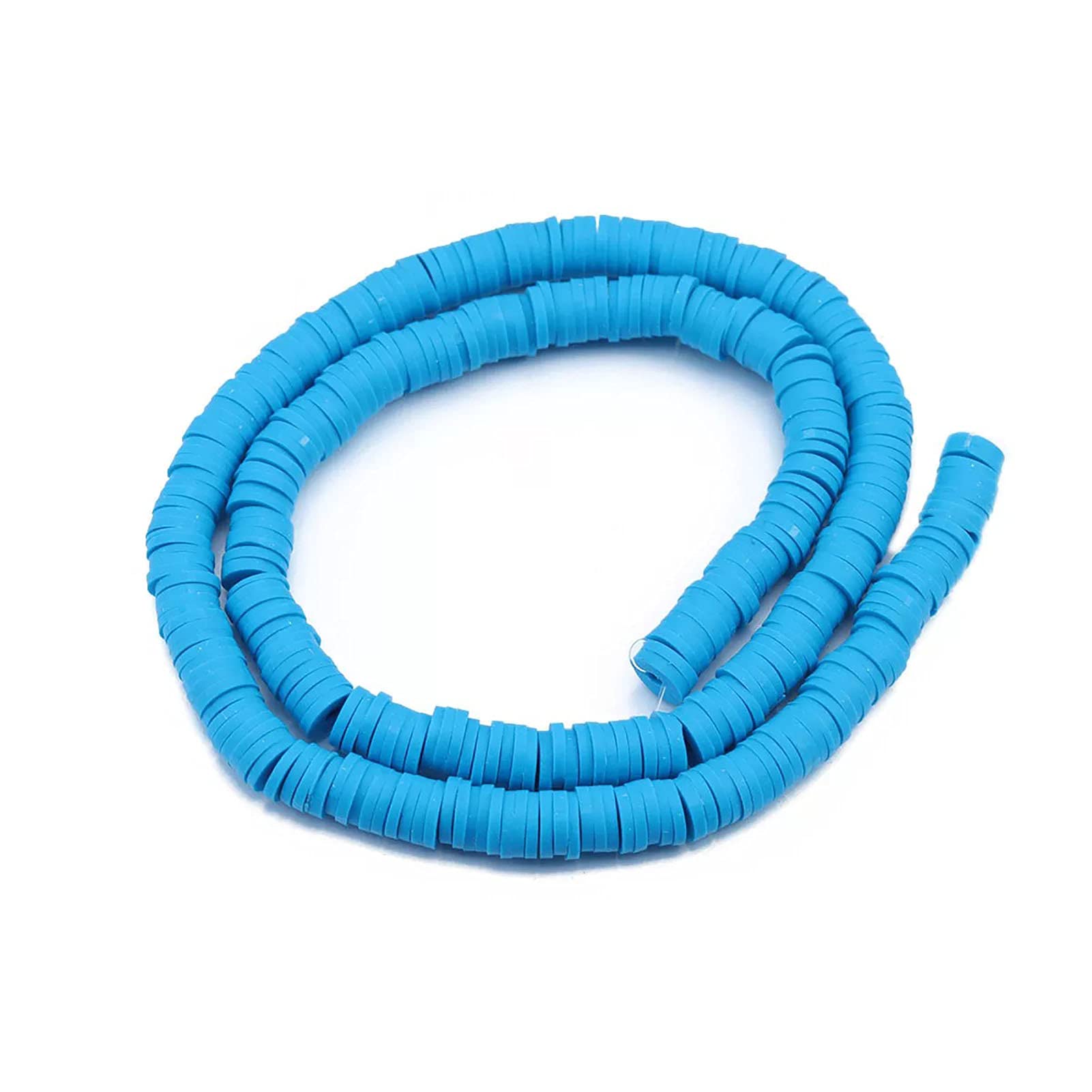 About 380-400pcs 5mm Clay Beads Flat Round Polymer Clay Spacer Beads Blue Handmade Rondelle Disc Slice Heishi Loose Bead Strand for DIY Jewelry Bracelet Necklace Earring Craft Making