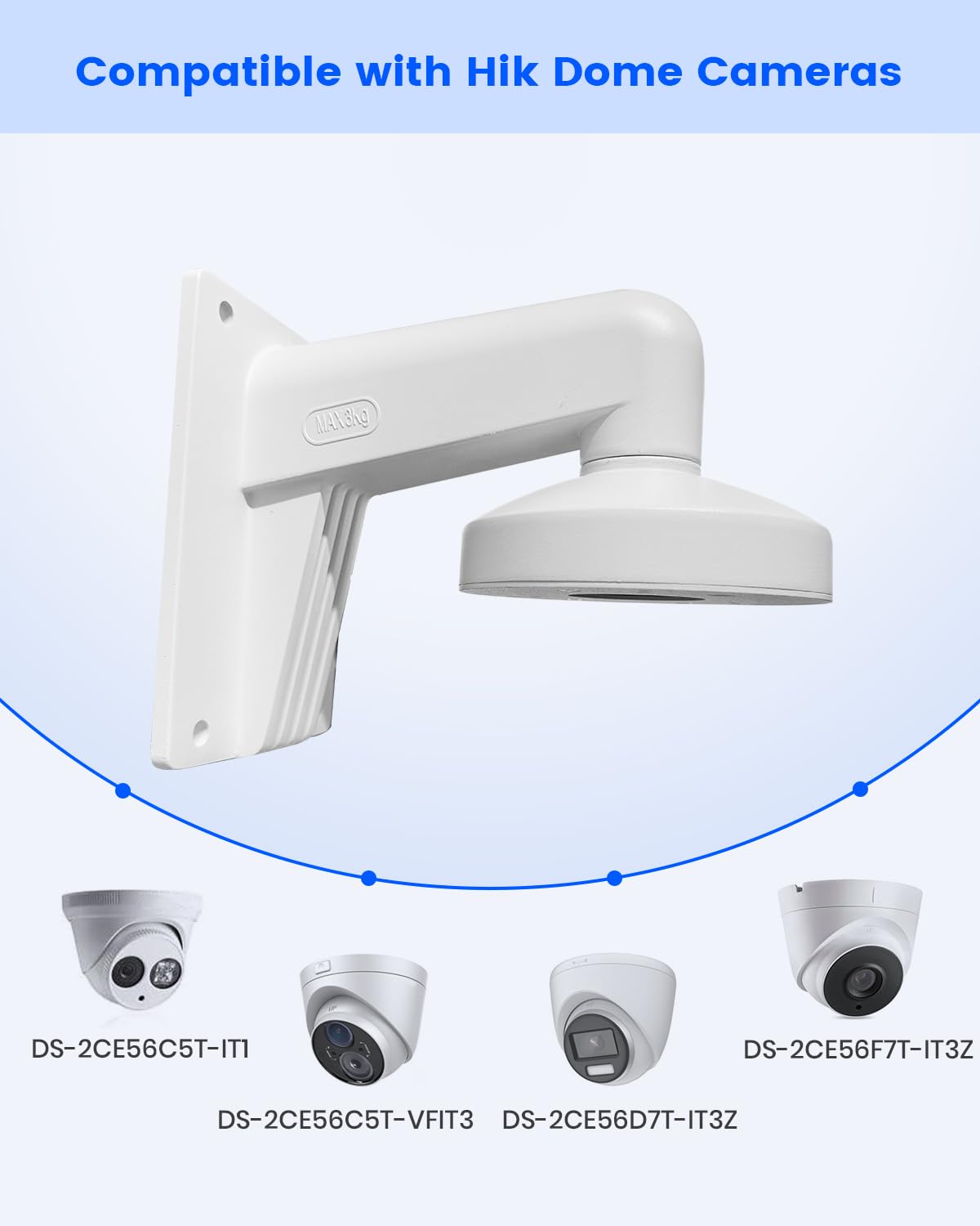 KU-DS-1273ZJ-130-TRL Uchwyt ścienny ze stopu aluminium ze skrzynką przyłączeniową do kamer kopułkowych HIK (1 opakowanie)