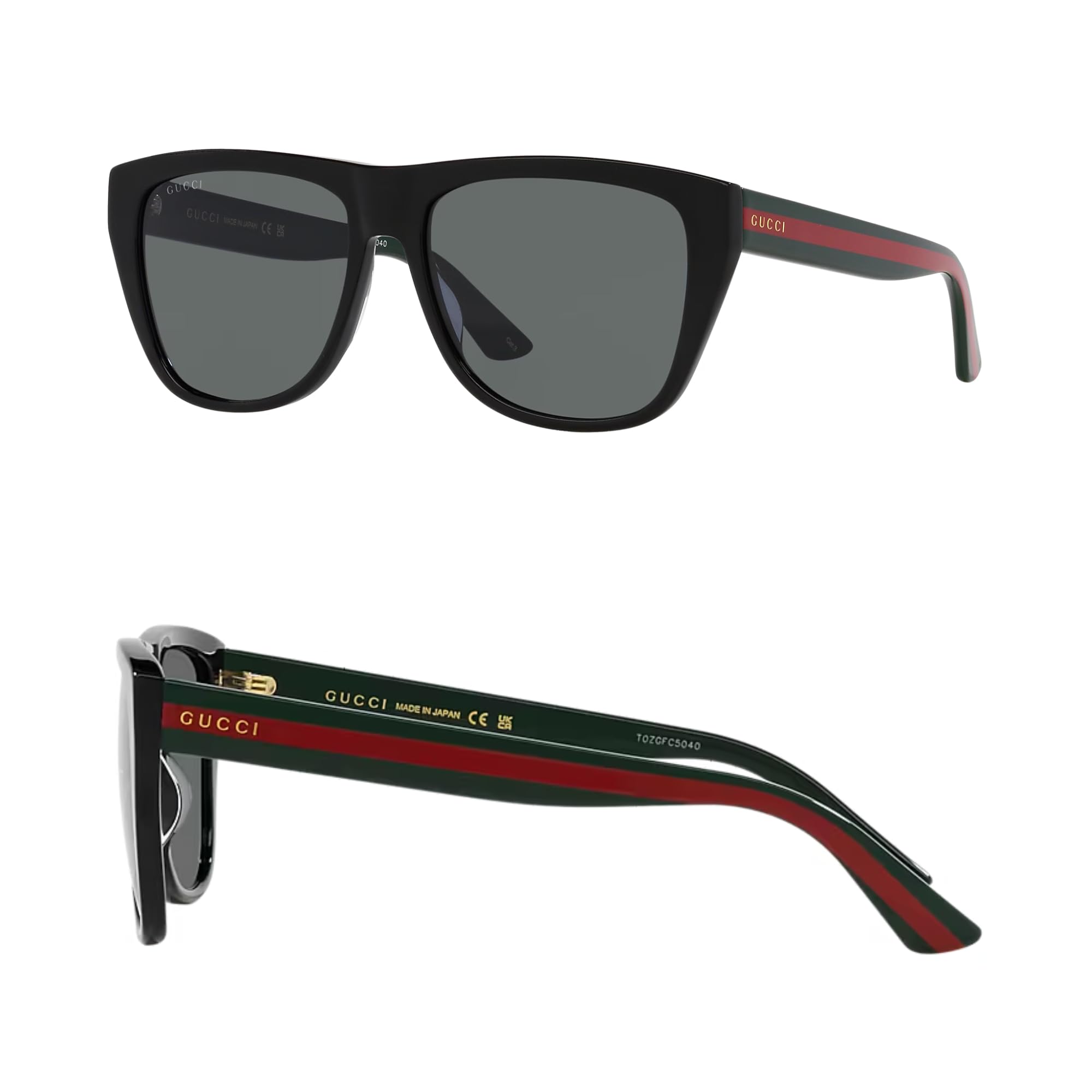 Gucci GG0926S Lettering Logo Square-Shaped Non-Polarized Sunglasses for Men – Includes Luxury Eyewear Kit – Black Frame with Grey Lens