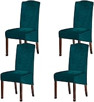 Vista 40 de Fundas de terciopelo para sillas de comedor XL de felpa, fundas elásticas para sillas altas, fundas protectoras de elastano con banda elástica