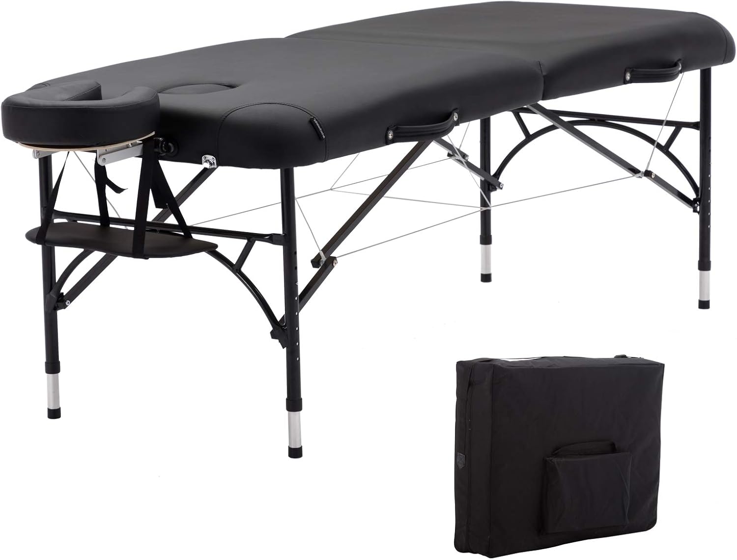 Artechworks 30" Width Portable Lightweight Massage Table Facial Solon Spa Tattoo Bed with Aluminium Leg, (2.56" Thick Cushion of Foam) for Home Office Living Room,Black